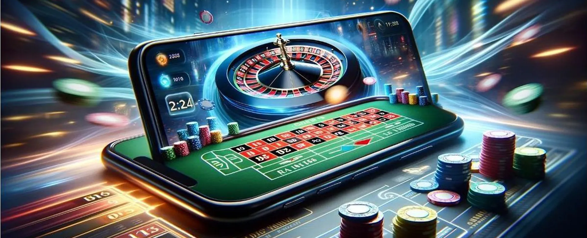 Dynamic background illustrating mobile casino gaming on 8k8 App4